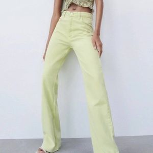 Zara Wide Leg Green Jeans